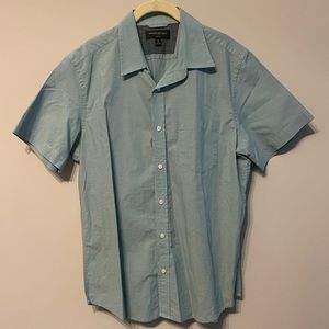 Mens Banana Republic Slim Fit Green Short Sleeve Button Down, Size M